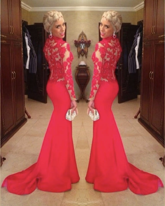 Red Mermaid Evening Dress