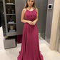 Ruched Top Long Chiffon Halter Bridesmaid Dresses