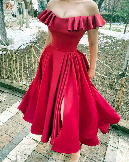 Fuchsia Bridesmaid Dresses Tea Length