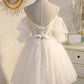 White Tulle V Neck Applique Dress