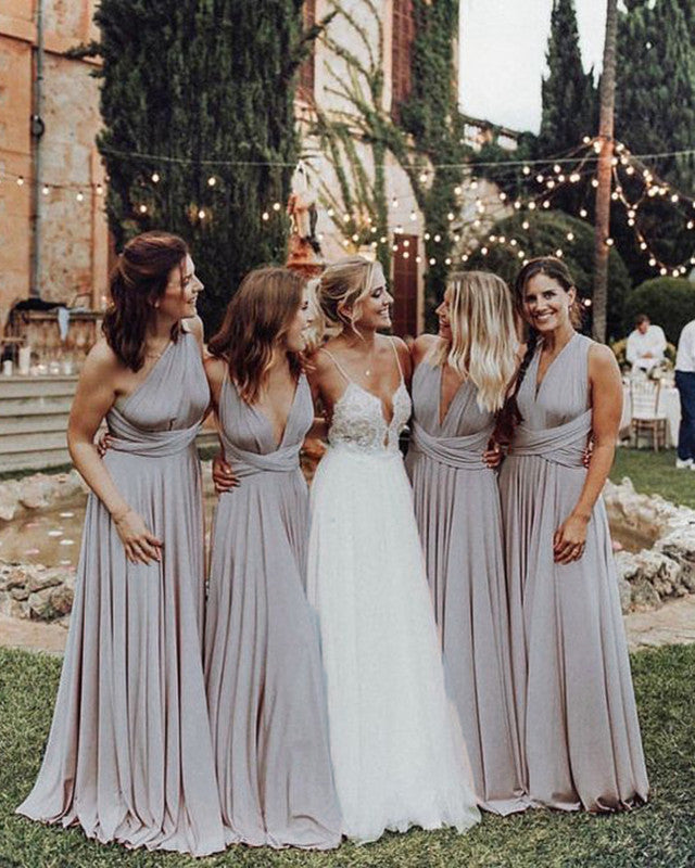 Gray Chiffon Bridesmaid Dresses