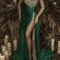 Mermaid Strapless Sequins Beaded Satin Dresses