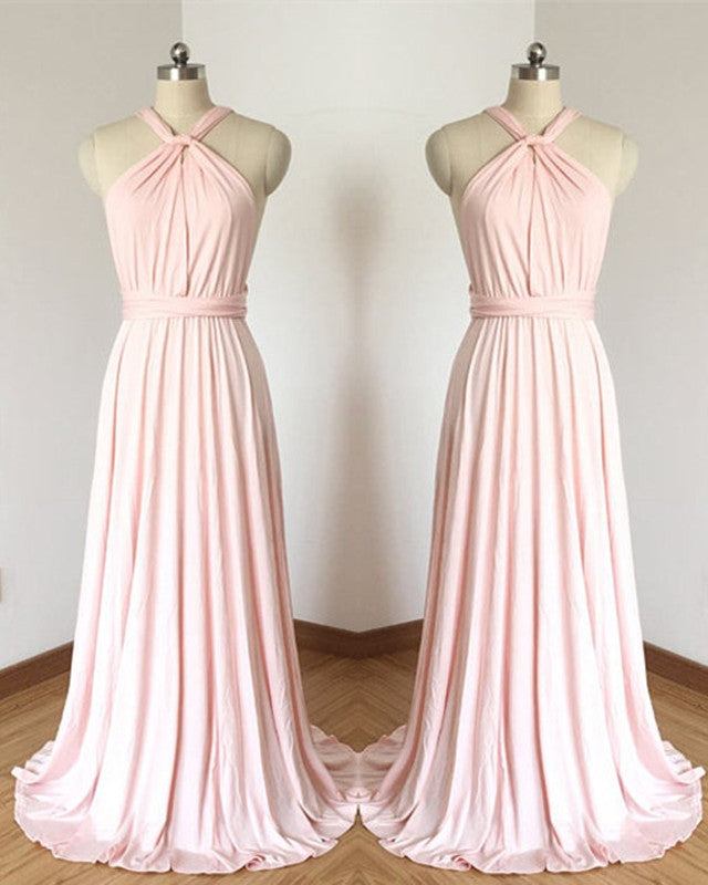 Halter Cross Back Bridesmaid Dresses Boho