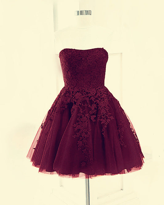 Strapless Homecoming Dresses Burgundy