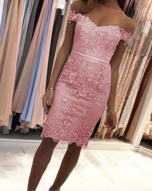 Pink Lace Homecoming Dresses