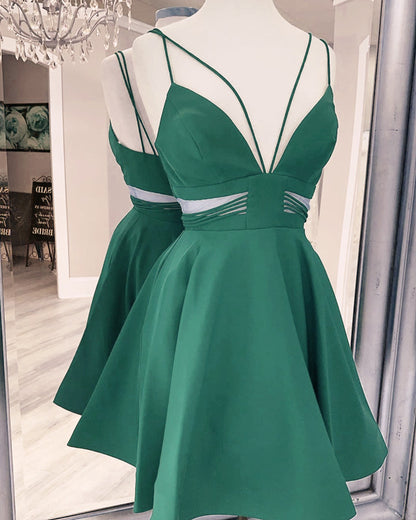 Green Homecoming Dresses Satin