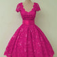 Fuchsia Lace Party Dresses 1950s Style
