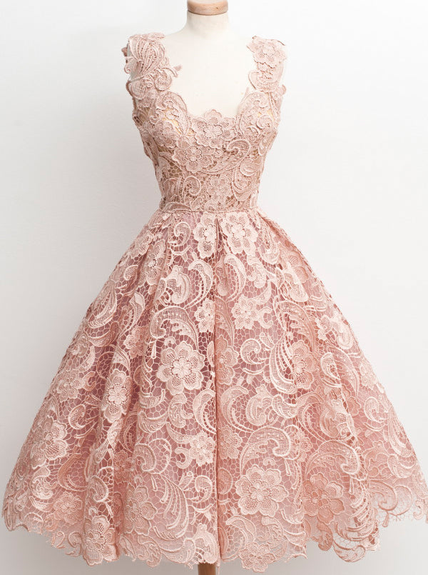 Blush Lace Homecoming Dresses 2020