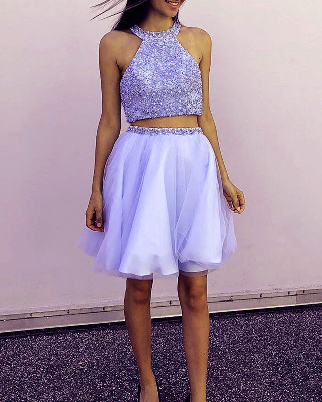 Lavender Homecoming Dresses Two Piece