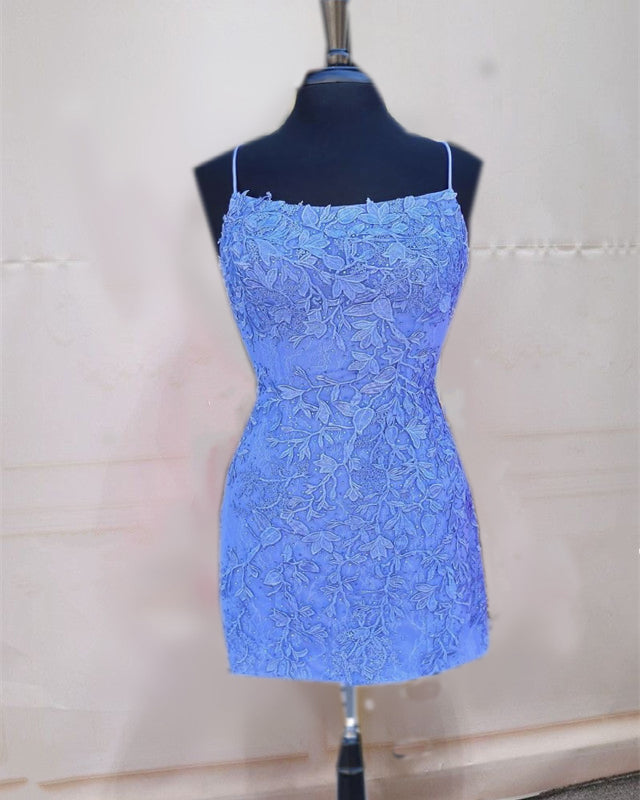 Short Tight Lace Homecoming Dresses Cross Back