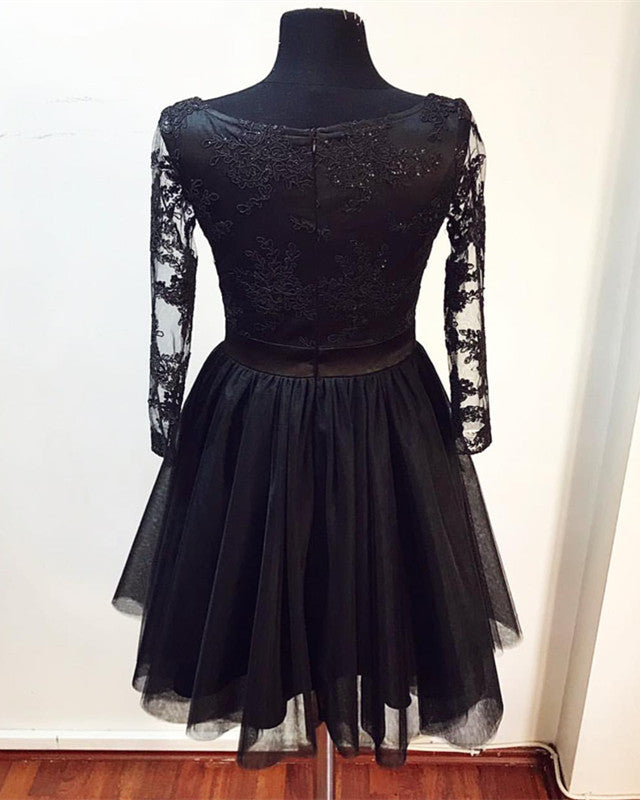 Long Sleeves Homecoming Dress Lace V Neck