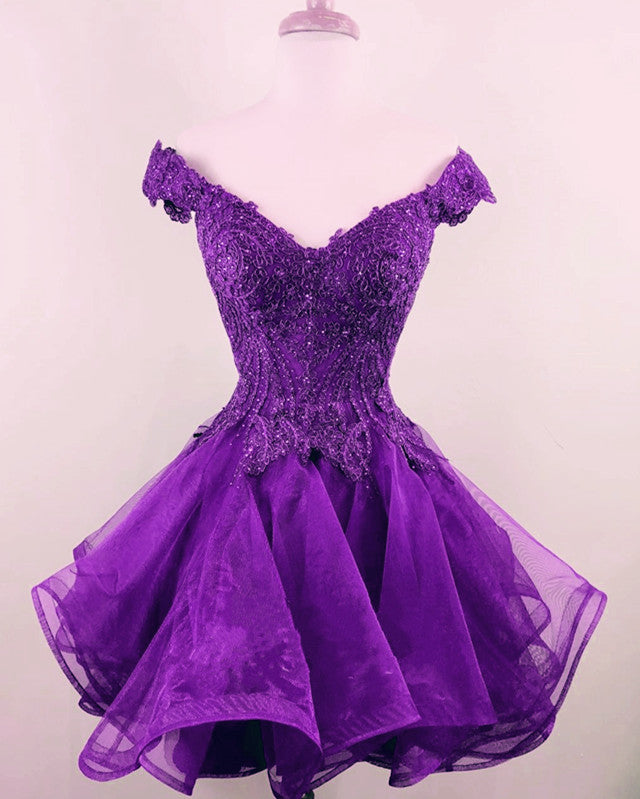 Organza Homecoming Dresses Ruffles Lace Off The Shoulder