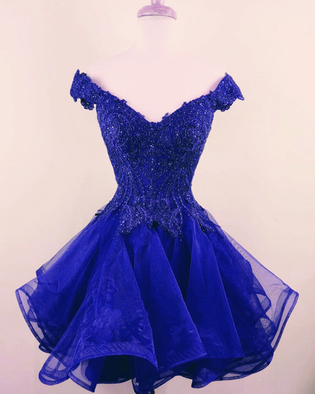 Organza Homecoming Dresses Ruffles Lace Off The Shoulder