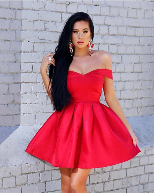 Short Satin Prom Dresses Off The Shoulder