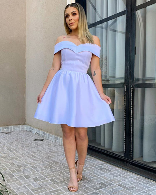 Stylish Satin Homecoming Dresses Short Off Shoulder