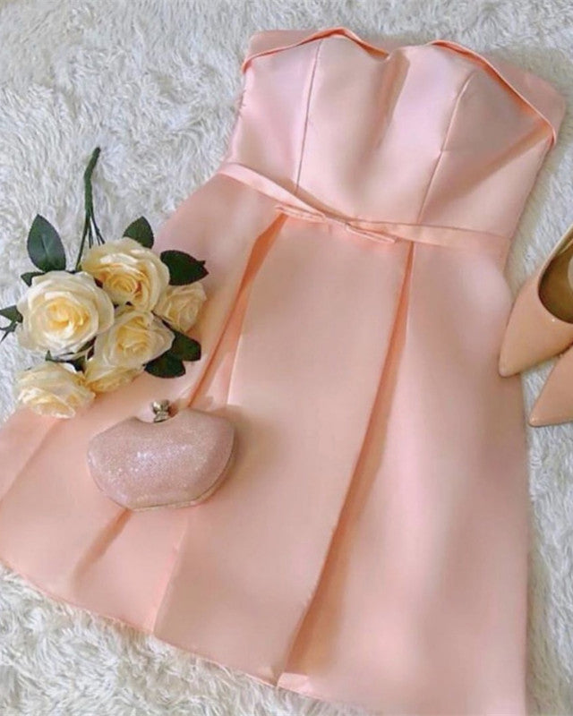 Strapless Homecoming Dresses Satin Short