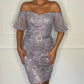 Short Prom Dresses Lace Sheath Off Shoulder