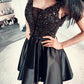 Beaded Satin Homecoming Dresses Plunge Neck