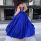 Royal Blue Strapless Corset Satin Midi Ball Gown