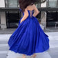 Royal Blue Strapless Corset Satin Midi Ball Gown