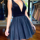 Short Navy Tulle Homecoming Dresses