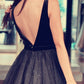 Velvet V Neck Tulle Homecoming Dresses Short