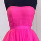 Hot Pink Tulle Strapless Homecoming Dresses