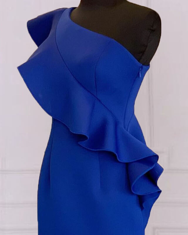 Royal Blue Tight Homecoming Dresses One Shoulder