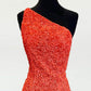 Orange Sequins Tight Homecoming Dresses One Shoulder