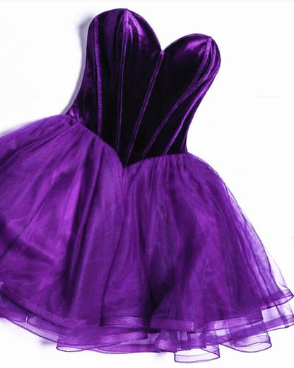 Purple Velvet Corset Homecoming Dresses