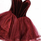 Burgundy Velvet Corset Homecoming Dresses