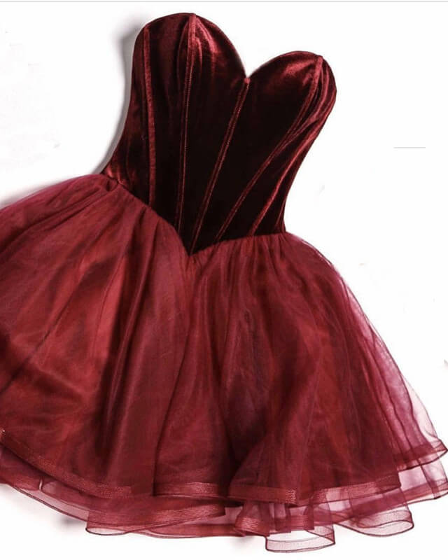 Burgundy Velvet Corset Homecoming Dresses