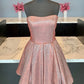 Short Purple Glitter Homecoming Dresses Strapless
