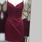 Burgundy Satin Homecoming Dress Tight