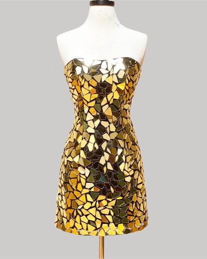 Gold Bodycon Homecoming Dress