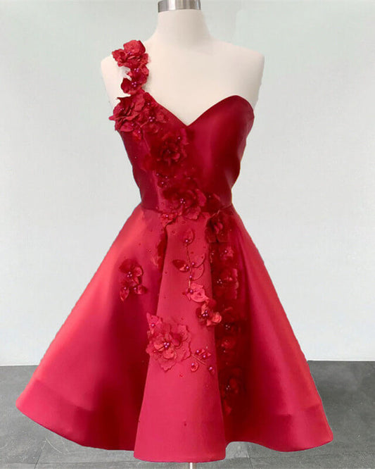 Red Satin Homecoming Dress