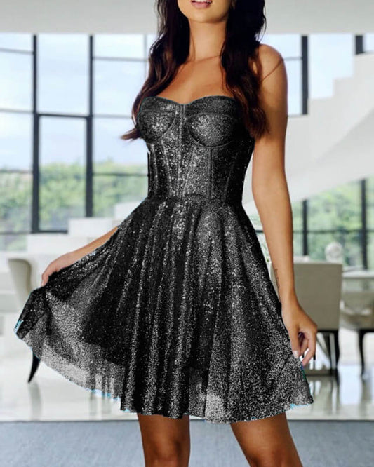 Black Sparkly Corset Homecoming Dresses