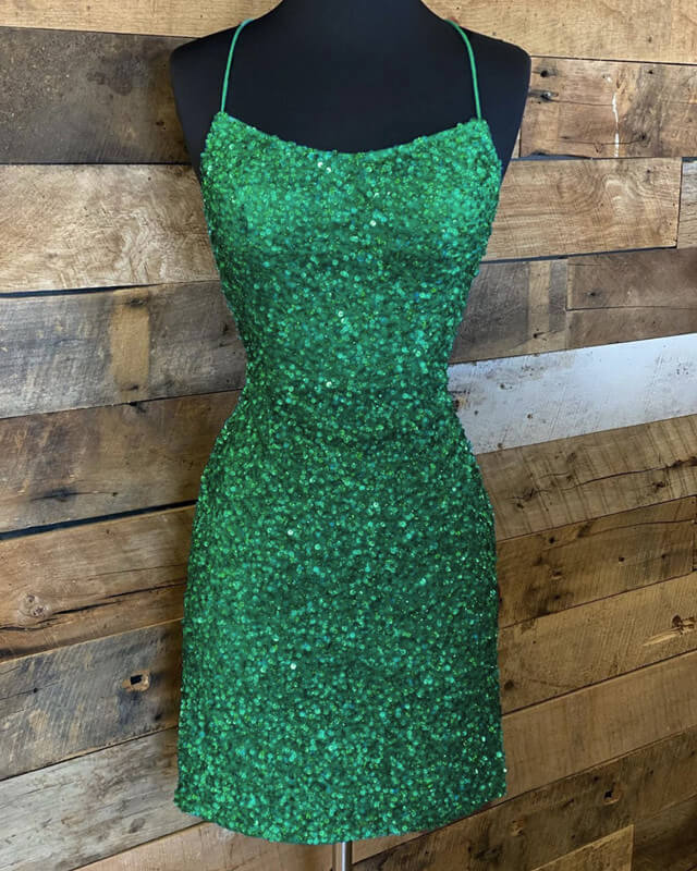 Emerald Sequin Homecoming Dresses