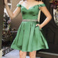 short sage green satin homecoming dresses