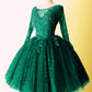 Short Tulle Ball Gown Lace Long Sleeve Dress
