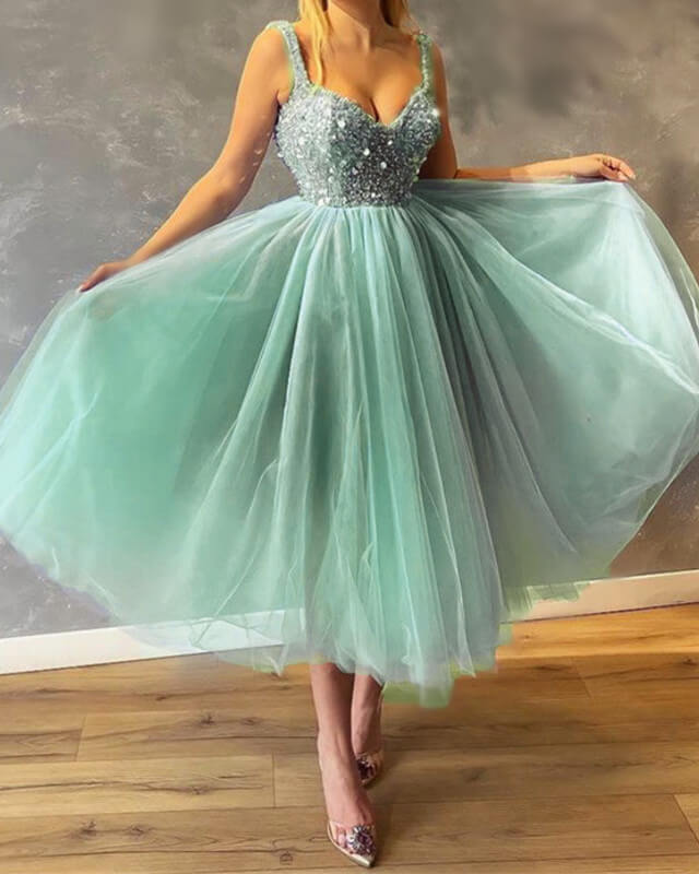 Mint Green Tulle Homecoming Dresses