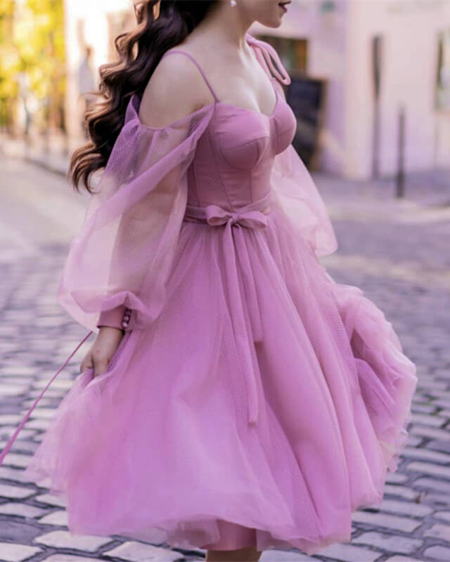 Mauve Tulle Homecoming Dress