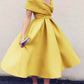 Yellow Tea Length Off The Shoulder Dress