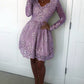 Lavender Long Sleeve Lace Homecoming Dress