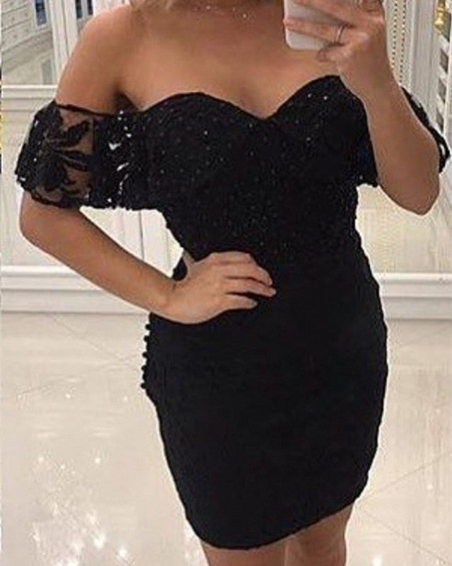 Tight Black Lace Homecoming Dresses
