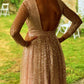 Rose Gold Sparkly Homecoming Dress With Sleeve