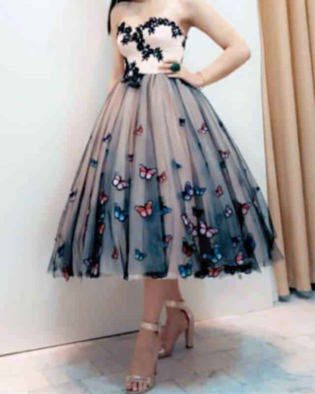 Fairy Butterfy Embroidery Midi Prom Dress Lisposa Fairy Butterfy Embroidery Midi Prom Dress Lisposa