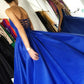 Royal Blue V-neck Corset Back Satin Dress