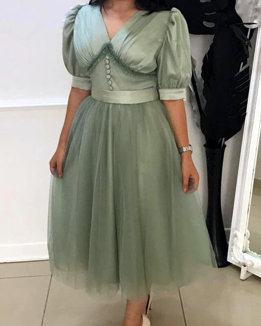 Sage Tulle Cottagecore Dress