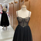 Elegant Black Dot Tulle Corset Dress